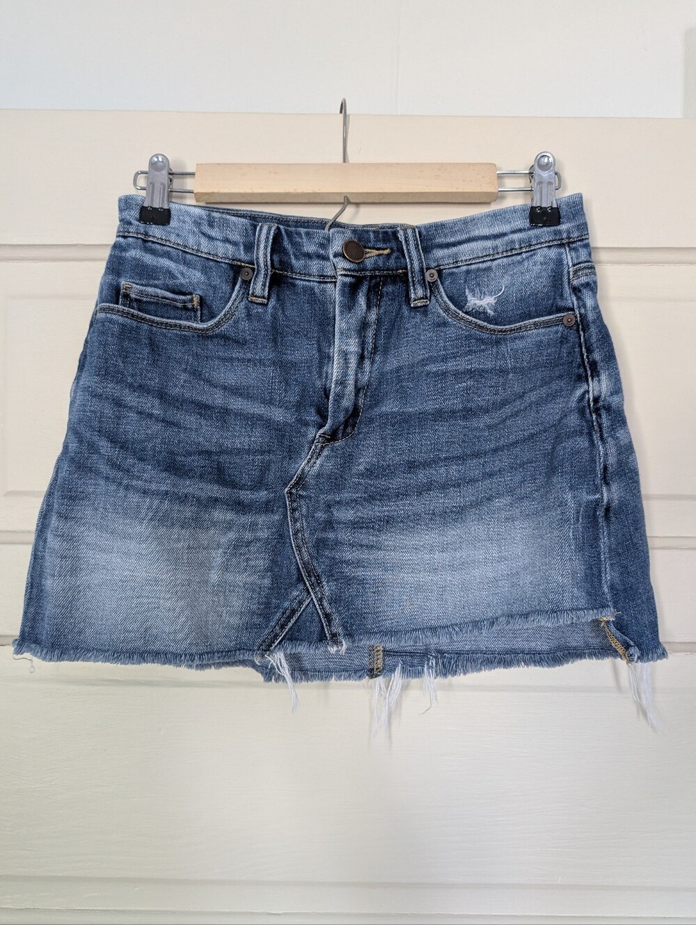 Blank NYC Distressed Denim Mini Skirt